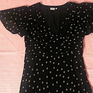 Flutter sleeve polka dot dress